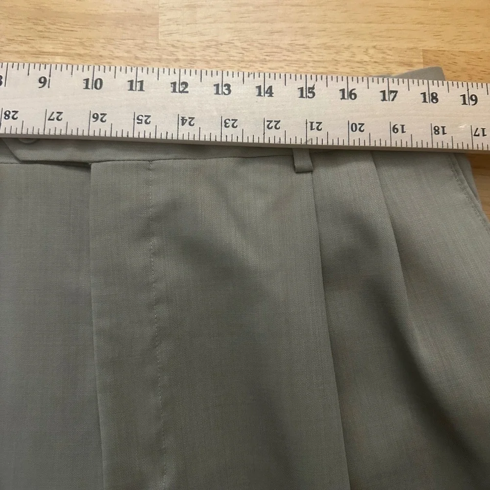 Vintage Pronto Uomo Mens Khaki‎ Pleated Cuffed Wool Dress Pants Size 38 Y2K